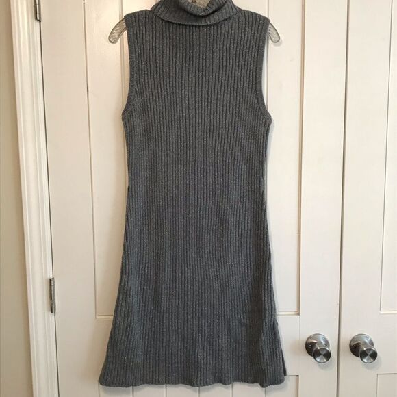 New York & Co. Sleeveless Cowl Neck Sweater Dress Gray Metallic LARGE - Picture 5 of 7